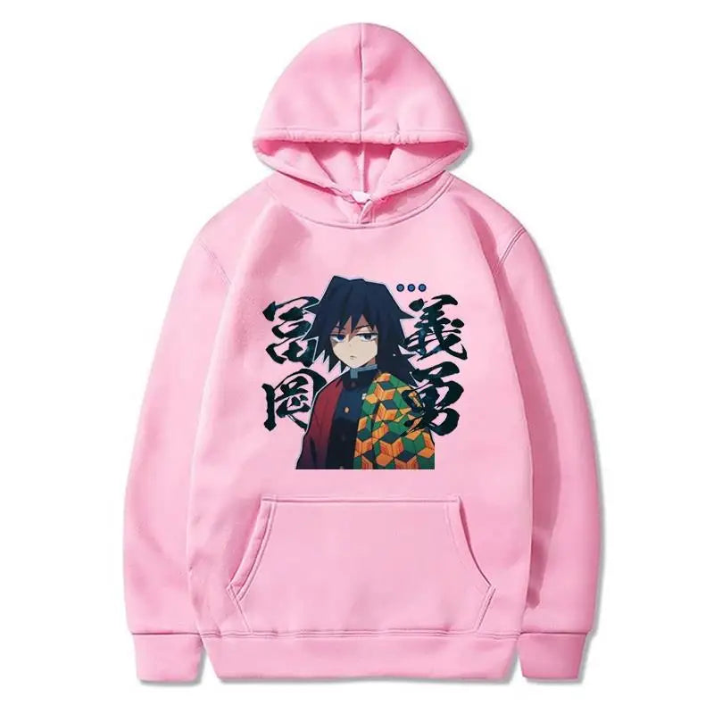 Japan Anime Demon Slayer Tomioka Giyuu Graphic Print Hooded Plus Size Hoodie Men Women Sweatshirts Long Sleeve Unisex Streetwear