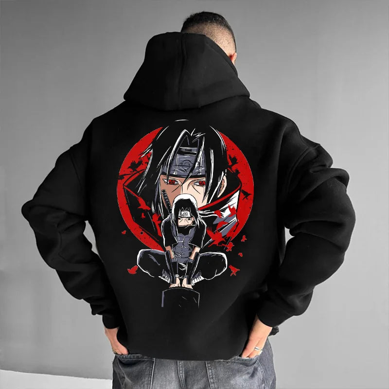 Naruto Sasuke Loose Hoodie Japanese Anime Periphery 2025 Autumn and Winter Men's and Women's Pure Cotton Fashion Sweater Top