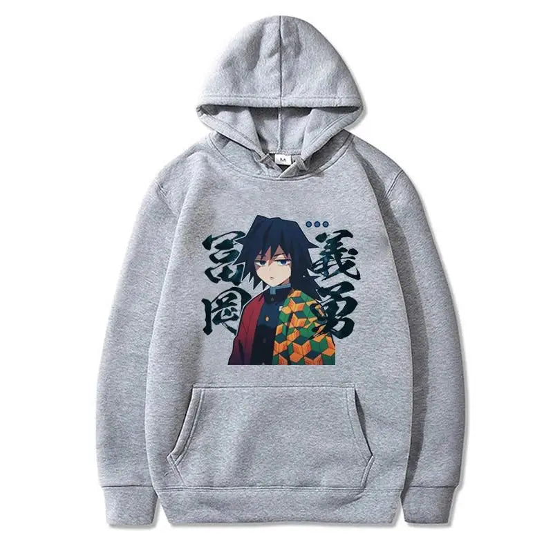 Japan Anime Demon Slayer Tomioka Giyuu Graphic Print Hooded Plus Size Hoodie Men Women Sweatshirts Long Sleeve Unisex Streetwear
