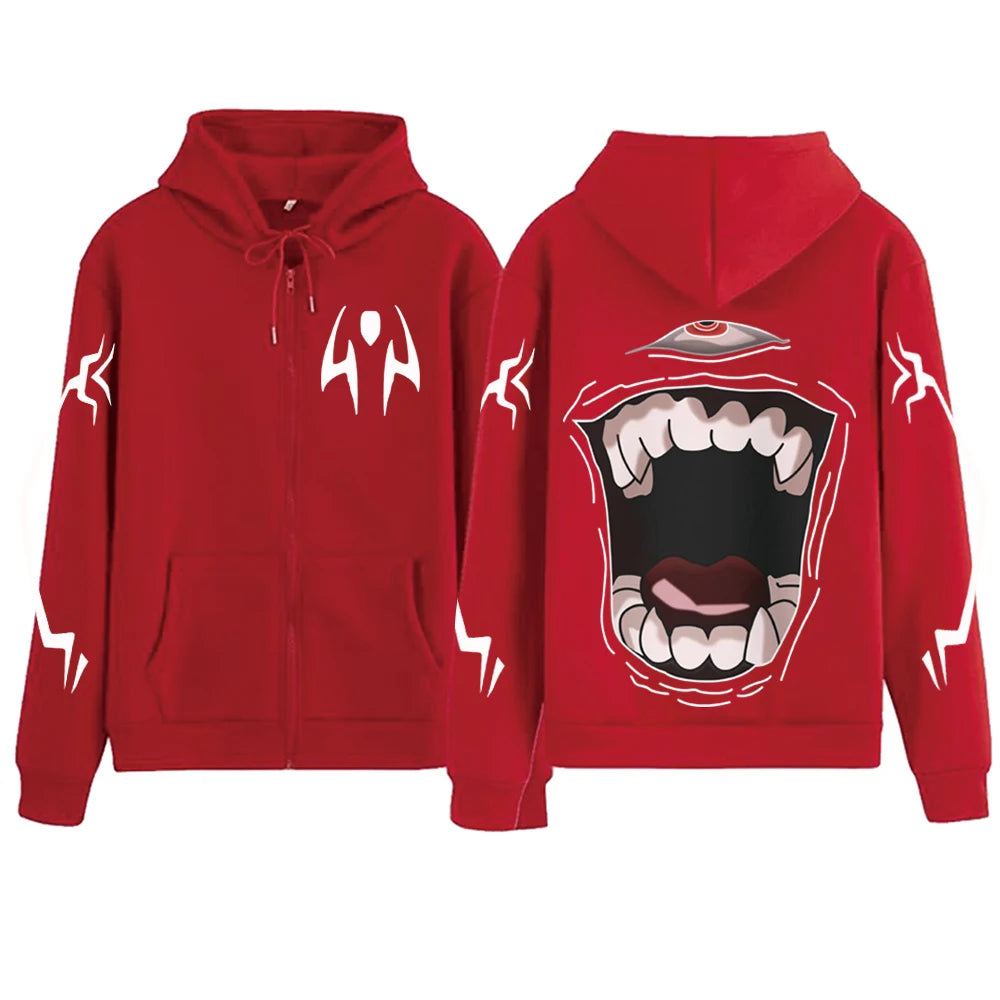Jujutsu-Kaisen Sukuna Cosplay Zipper Hoodie Man Woman Harajuku Pullover Tops Long Sleeve Streetwear Sweatshirt