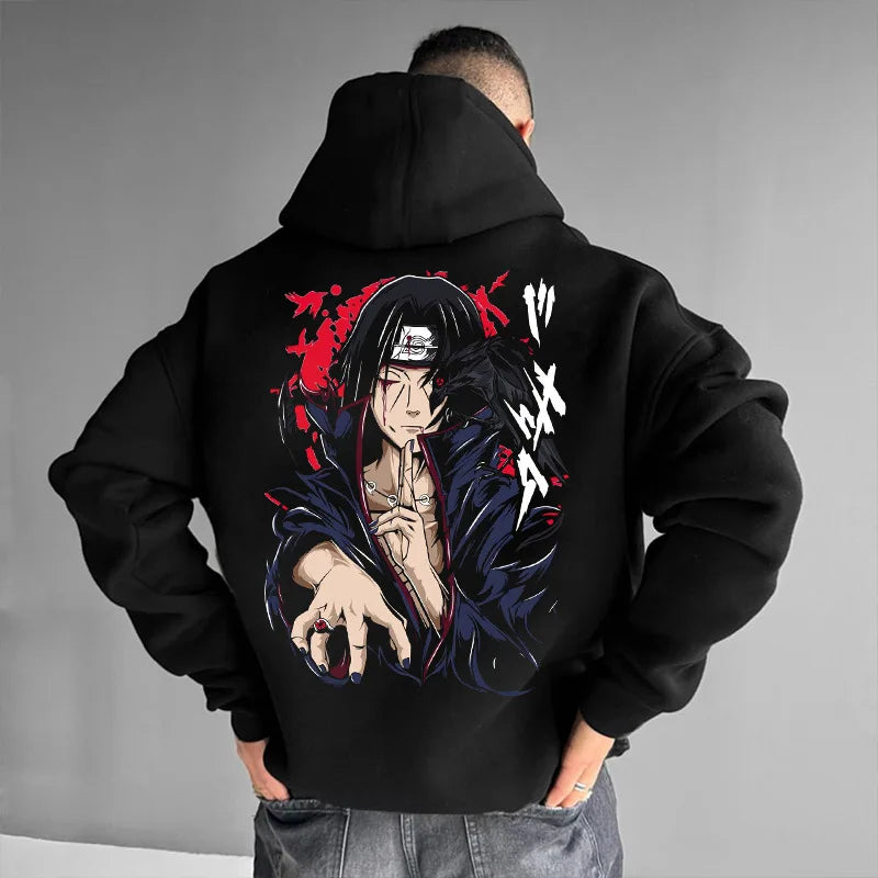 Naruto Sasuke Loose Hoodie Japanese Anime Periphery 2025 Autumn and Winter Men's and Women's Pure Cotton Fashion Sweater Top