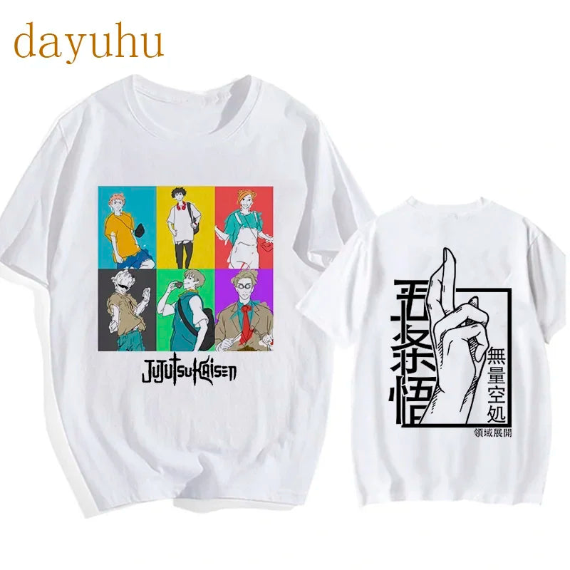 Japanese Anime Funny T Shirt Jujutsu Kaisen Shirt Gojo Satoru Yuji Itadori T-shirt Gothic Tops Tees Mange Tshirt Y2k Streetwear