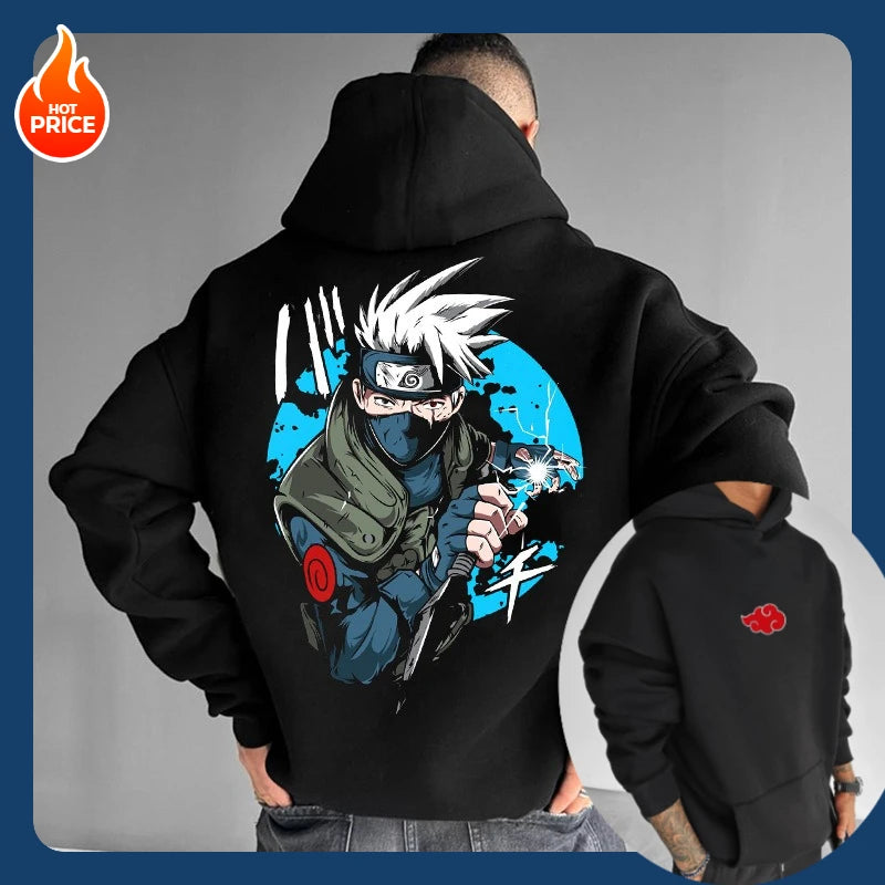 Naruto Sasuke Loose Hoodie Japanese Anime Periphery 2025 Autumn and Winter Men's and Women's Pure Cotton Fashion Sweater Top