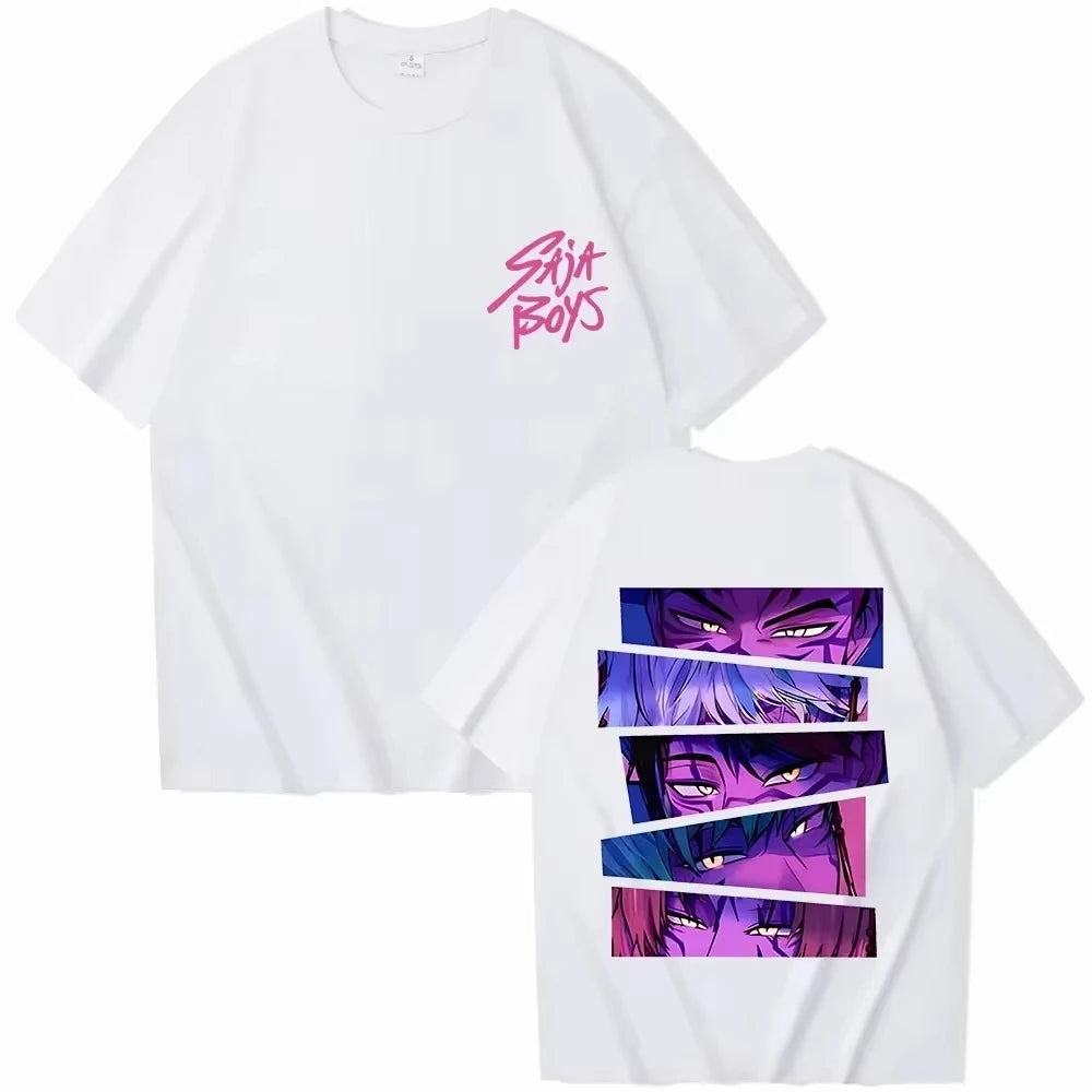 2026 Summer Kpop Devil Hunter Saja Boy T-shirt KPop Demon Hunters Casual Anime Cotton T-shirt Top Suitable Men Women Streettwear