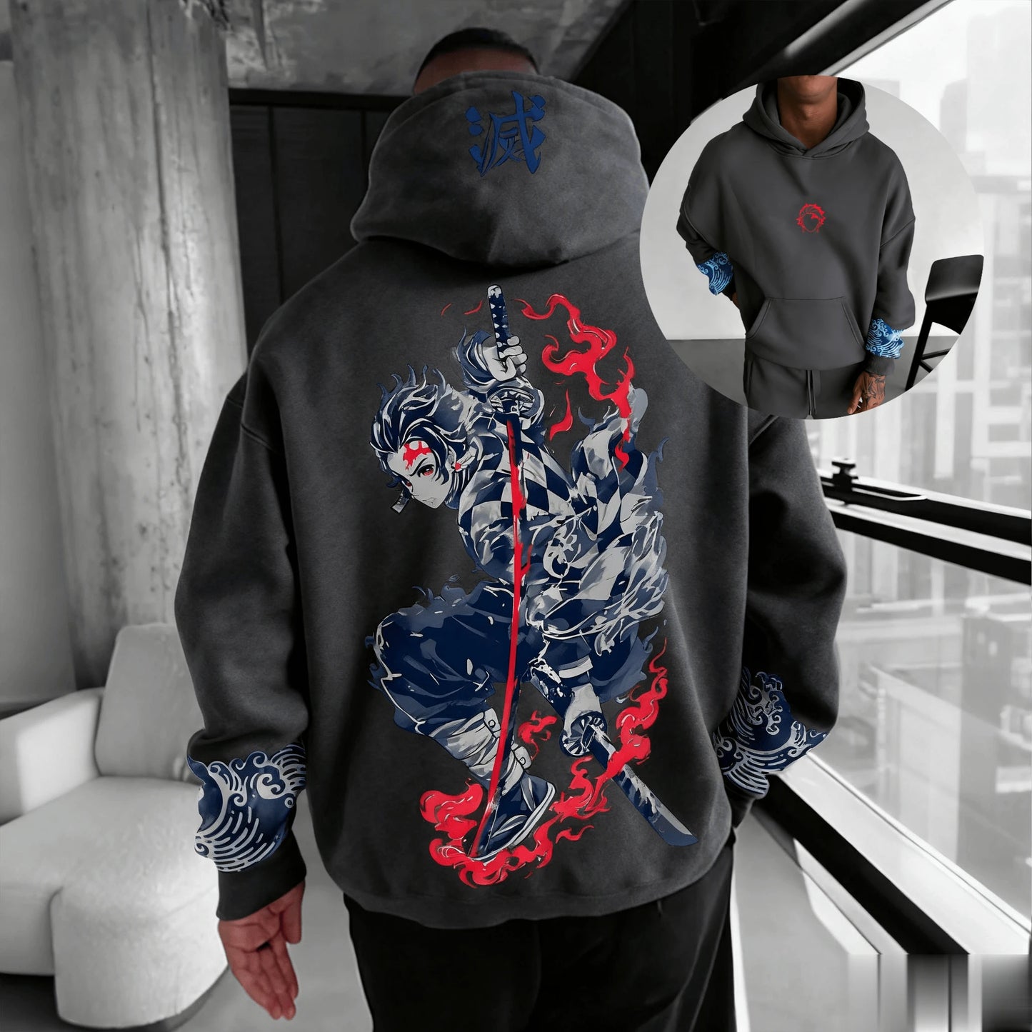 25 Cosplay Fashion Demon Slayer Hooded Sweatshirt Men Women Anime Pullover Hoodie Oversize Casual Streetwear Long Sleeve Autumn