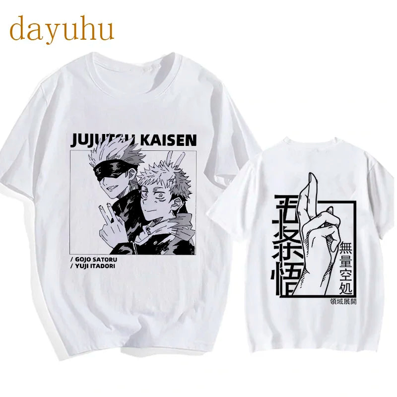 Japanese Anime Funny T Shirt Jujutsu Kaisen Shirt Gojo Satoru Yuji Itadori T-shirt Gothic Tops Tees Mange Tshirt Y2k Streetwear