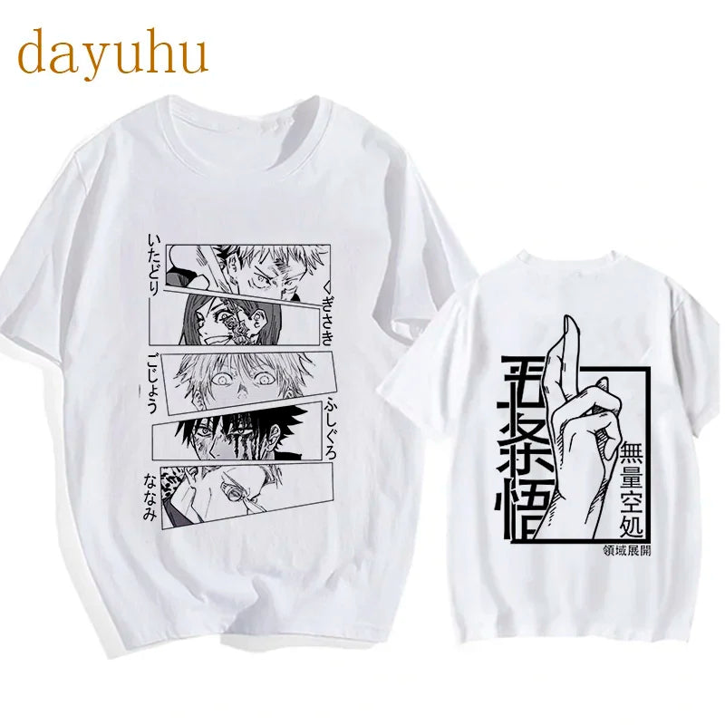Japanese Anime Funny T Shirt Jujutsu Kaisen Shirt Gojo Satoru Yuji Itadori T-shirt Gothic Tops Tees Mange Tshirt Y2k Streetwear