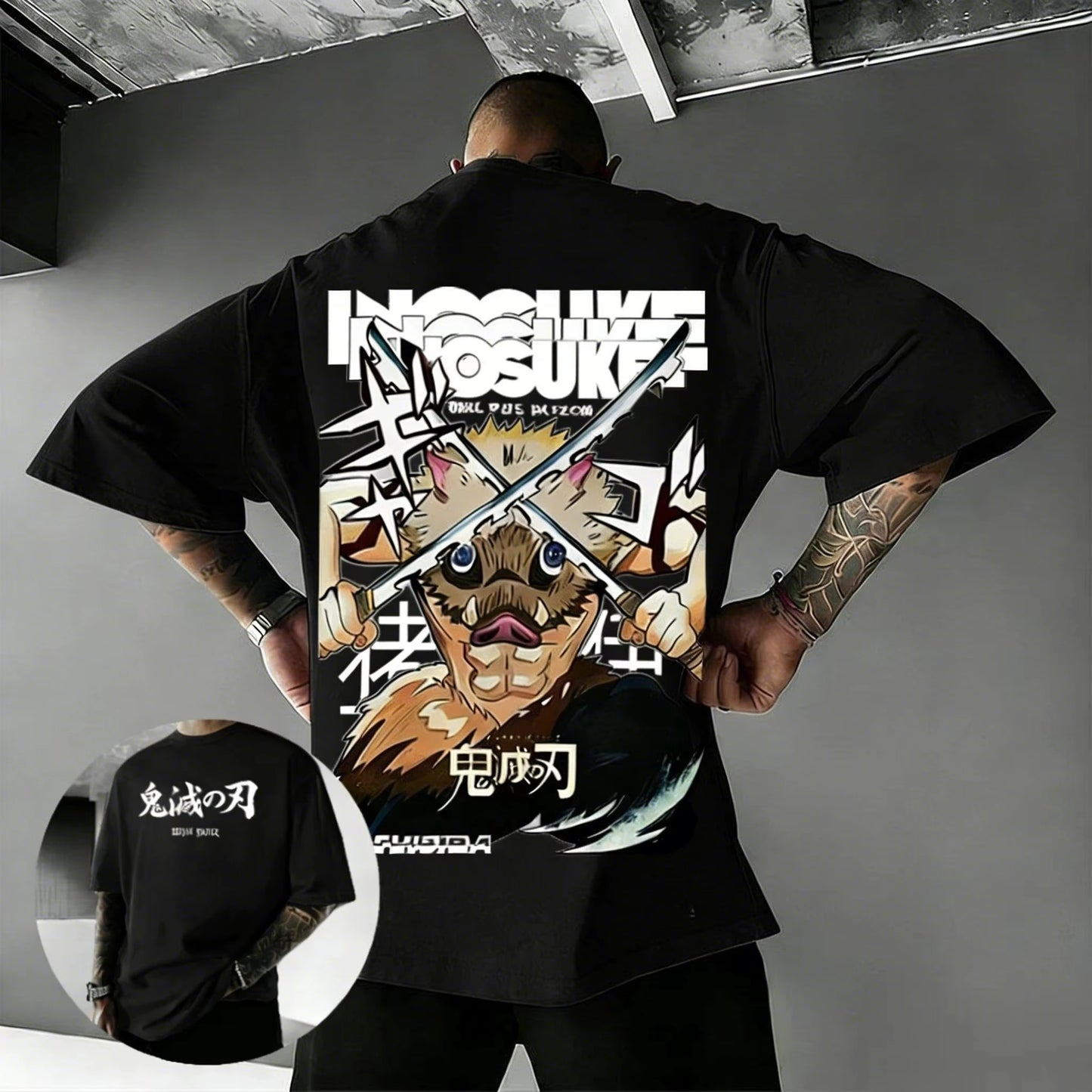 2026 Anime Demon Slayer ‌Hashibira Inosuke‌ T Shirt Summer Cotton Men's Women Streetwear Casual Trendy Short Sleeve Oversize Top